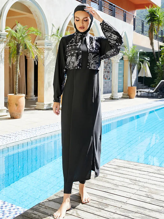 Long Black Burkini 3 Piece Set